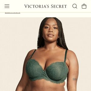 PRICE DROP!! NWOT / Lightly-Lined Lace Demi Bra w/ Lace-Up Detail/ 40D/ Jade